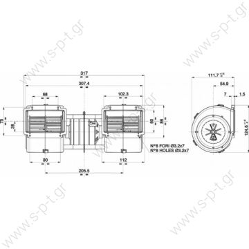 SPAL 0599.1007 2022083006 SPAL  12V  002-A46-02 OE: 60170    [mm]: 317x111,7x124,6 Voltage [V]: 12 Current [A]: 13,5 Air flow [m³/h]: 600 3-stage: x  Cross Reference IDs: Manufacturer Cross Reference Spal	002A4602 Spal	002-A46-02 - 