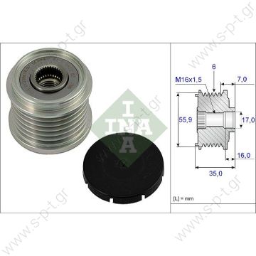 535001410  INA ΤΡΟΧΑΛΙΑ ΔΥΝΑΜΟ   071 903 119 B    RML Ref 500-392  Bosch Clutch Pulley Audi / VW / Seat / Skoda - 