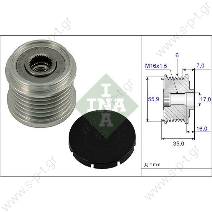 535001410  INA ΤΡΟΧΑΛΙΑ ΔΥΝΑΜΟ   071 903 119 B    RML Ref 500-392  Bosch Clutch Pulley Audi / VW / Seat / Skoda