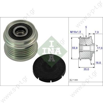 535000710   INA ΤΡΟΧΑΛΙΑ ΔΥΝΑΜΟ   AUDI A6 1.8 T 2005       RML Ref 500-387  Bosch  Clutch Pulley Audi / VW / Seat / Skoda - 