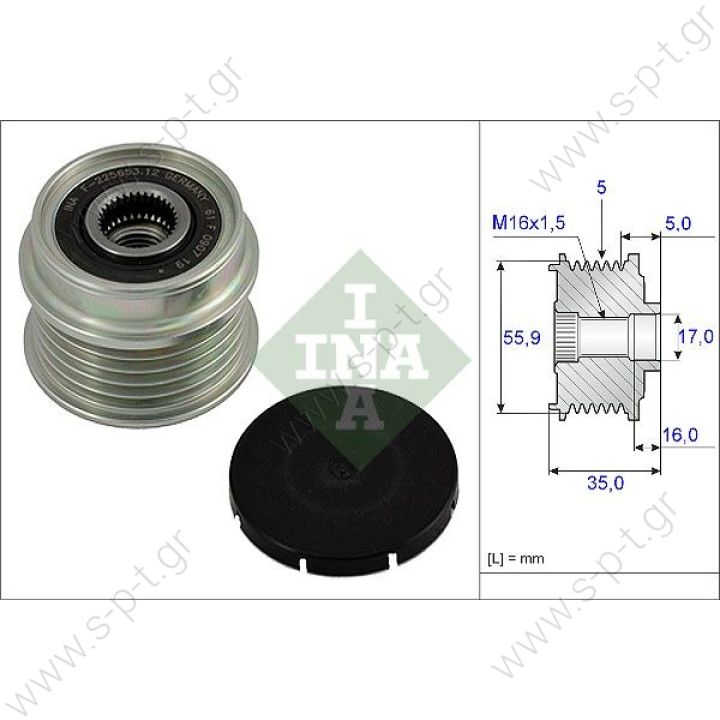 535000410   INA ΤΡΟΧΑΛΙΑ ΔΥΝΑΜΟ   VW PASSAT, AUDI A4 1.9 TDI, JETTA IV  RML Ref 500-382 Bosch Clutch Pulley Audi / VW / Seat / Skoda