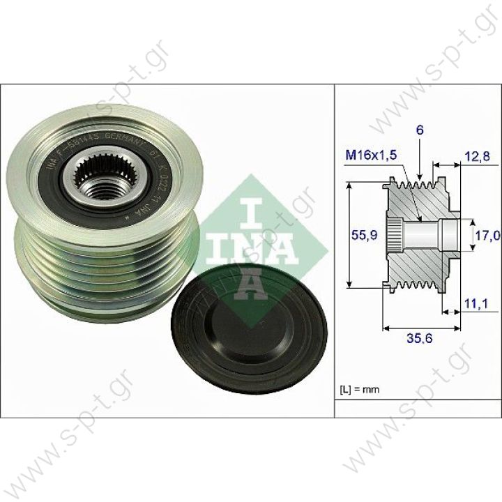 06B 903 119 B    535 0041 10     ΤΡΟΧΑΛΙΑ  ΔΥΝΑΜΟ   AUDI A3, A4, A6, SEAT EXEO, 6PV    Bosch / Valeo Clutch Pulley  Audi / VW / Seat / 