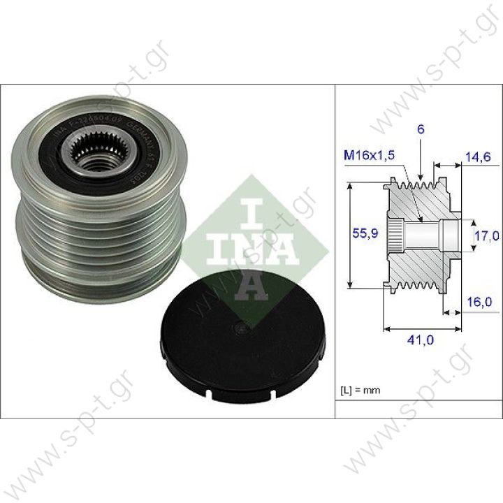 535001010, INA INA ΤΡΟΧΑΛΙΑ ΔΥΝΑΜΟ    BOSCH AUDI A3, VW GOLF IV, SEAT,ALHAMBRA    RML Ref 500-383 Bosch Clutch Pulley Audi / VW / Seat / Skoda