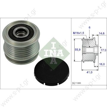 535001010, INA INA ΤΡΟΧΑΛΙΑ ΔΥΝΑΜΟ    BOSCH AUDI A3, VW GOLF IV, SEAT,ALHAMBRA    RML Ref 500-383 Bosch Clutch Pulley Audi / VW / Seat / Skoda - 