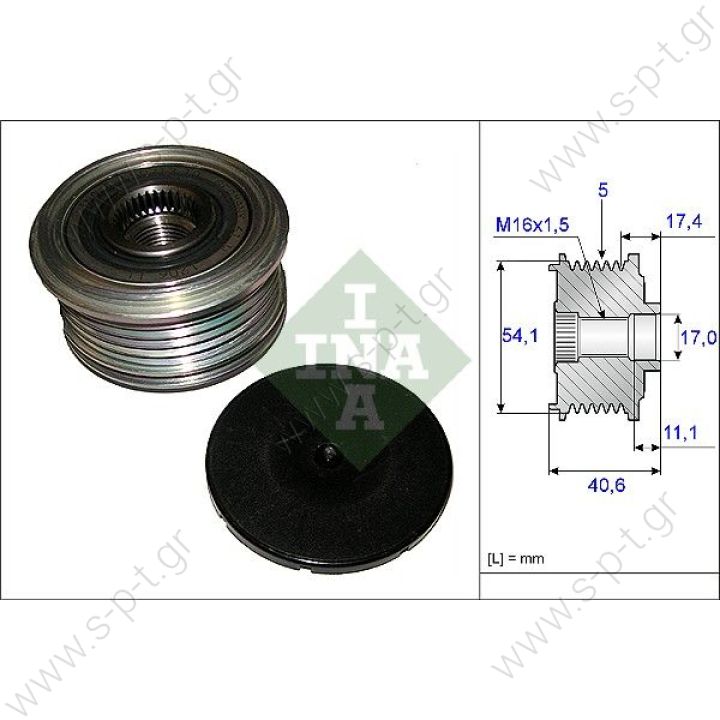 535008910   INA       ΤΡΟΧΑΛΙΑ ΔΥΝΑΜΟ   RENAULT	82 00 360 480    SAAB     RML Ref 622-OE  Bosch Clutch Pulley  Renault / Volvo