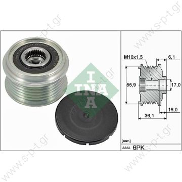 535002610    INA ΤΡΟΧΑΛΙΑ ΔΥΝΑΜΟ   VOLVO 850, C70, S70, V70 2.0     RML Ref 500-390 Bosch Clutch Pulley  American Vehicles - 