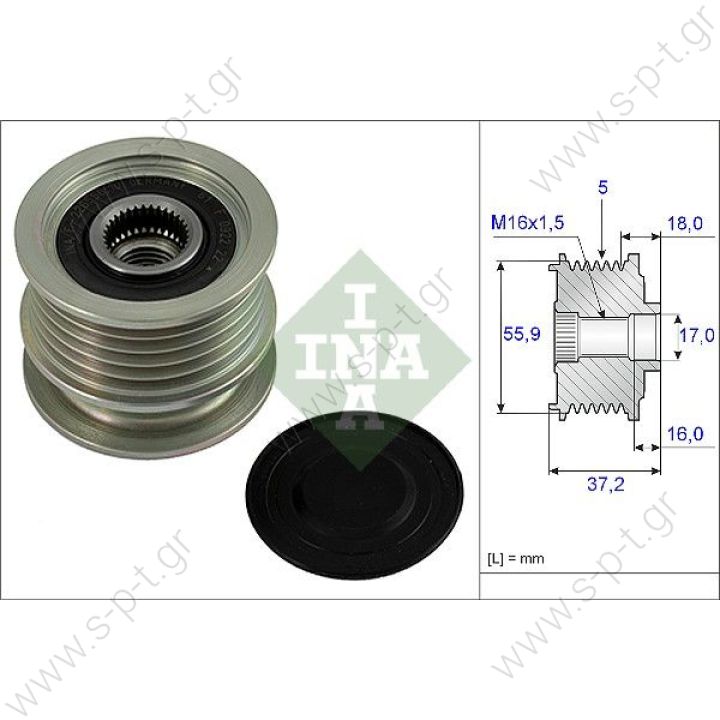 535000910   INA ΤΡΟΧΑΛΙΑ ΔΥΝΑΜΟ VW CADDY II, SKODA FELICIA, POLO, 5PV      RML Ref 500-384 Bosch Clutch Pulley  Audi / VW / Seat / Skoda