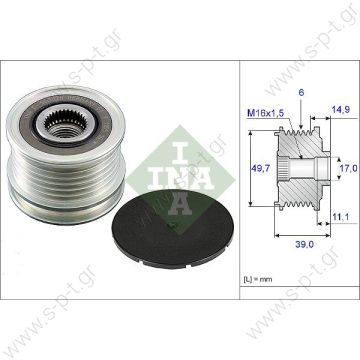 535005010, INA INA ΤΡΟΧΑΛΙΑ ΔΥΝΑΜΟ  MERCEDES SPRINTER, VITO, C-CLASS, 6PV   Bosch 0124 Type Clutch Pulley Mercedes / Ssangy - 