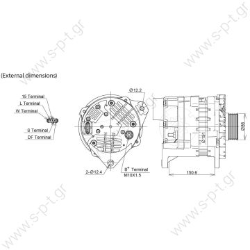 A009TU5591  MITSUBISHI    A009TU5591   VOLTAGE [V] : 24 V  AMPERAGE [A] : 150 AH  INSULATED : NO  APPLICATION : HEAVY DUTY  CORPS DIAMETER : 191 MM  PULLEY : YES  PULLEY DIAMETER : 86 MM  NUMBER OF GROVES : 8  CLUTCH PULLEY : NO  WEIGHT : 20 KG - 