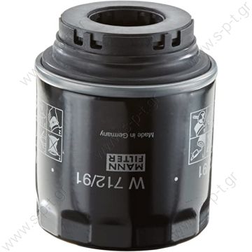 W 712/91   MANN-FILTER W 712/91 MANN-FILTER ΦΙΛΤΡΟ ΛΑΔΙΟΥ AUDI A1, SEAT ALTEA, ALTEA XL, SKODA FABIA, OCTAVIA - 